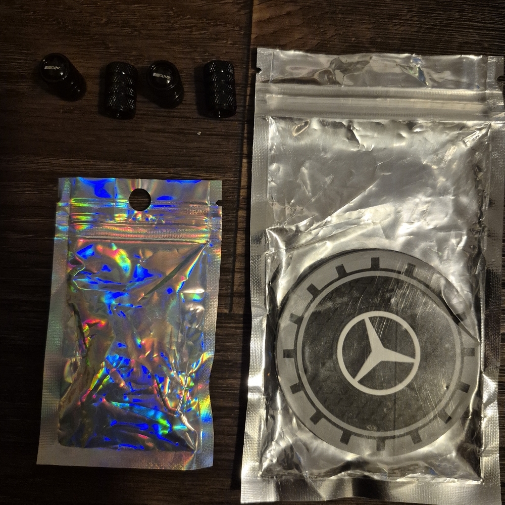 NIP Mercedes-Benz logo Valve Stem covers & coasters